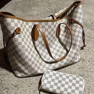 White & Gray Checkered Bag (Bag only)